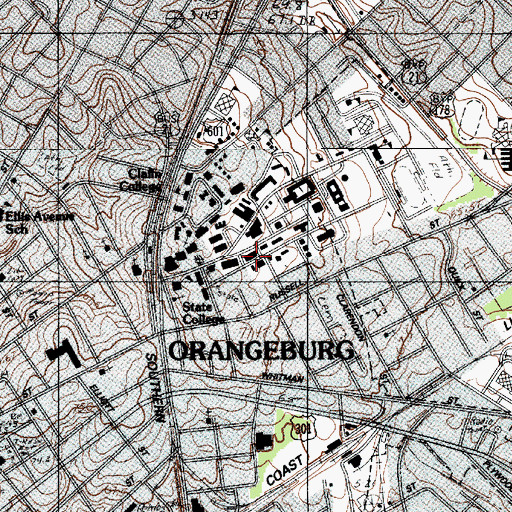 Topographic Map of South Carolina State University Crawford Hall Engineering Building, SC