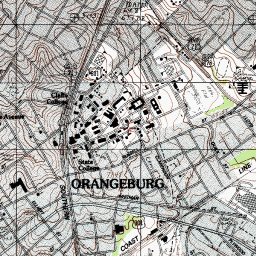 Topographic Map of South Carolina State University Earle Hall, SC