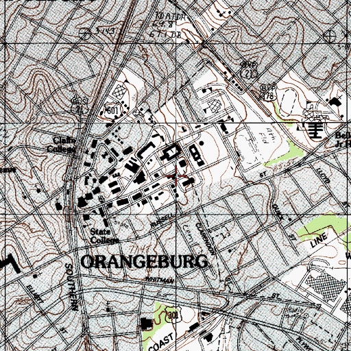 Topographic Map of South Carolina State University Williams Hall, SC
