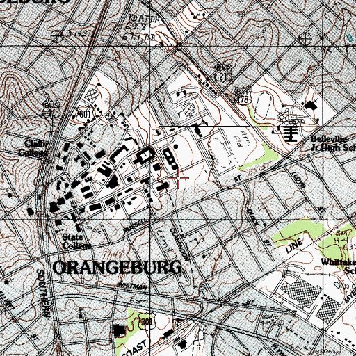 Topographic Map of South Carolina State University Battiste Hall, SC