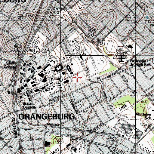 Topographic Map of South Carolina State University Mitchell Hall, SC