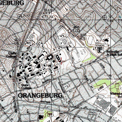 Topographic Map of South Carolina State University Felton Gymnasium, SC