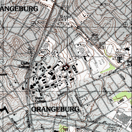 Topographic Map of South Carolina State University Tumer A - wing, SC
