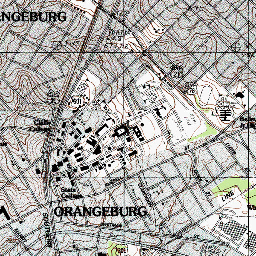 Topographic Map of South Carolina State University Tumer B - wing, SC