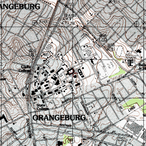 Topographic Map of South Carolina State University Tumer D - wing, SC
