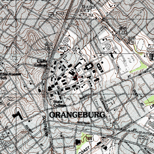 Topographic Map of South Carolina State University Student Center, SC