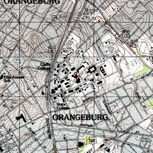 Topographic Map of South Carolina State University Hodge Hall, SC