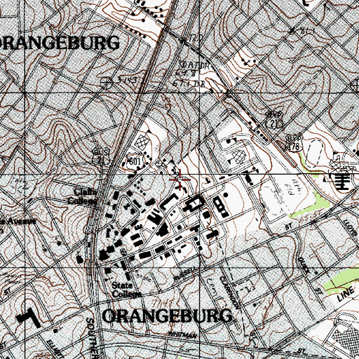 Topographic Map of South Carolina State University Popular Hall, SC