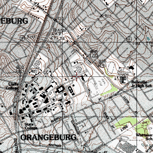 Topographic Map of South Carolina State University Nix Hall, SC