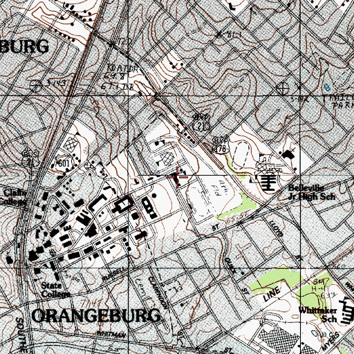 Topographic Map of South Carolina State University Staley Hall, SC