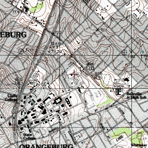 Topographic Map of South Carolina State University Mason Hall, SC