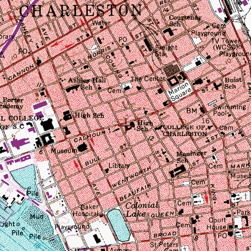Topographic Map of College of Charleston Multicultural Center, SC