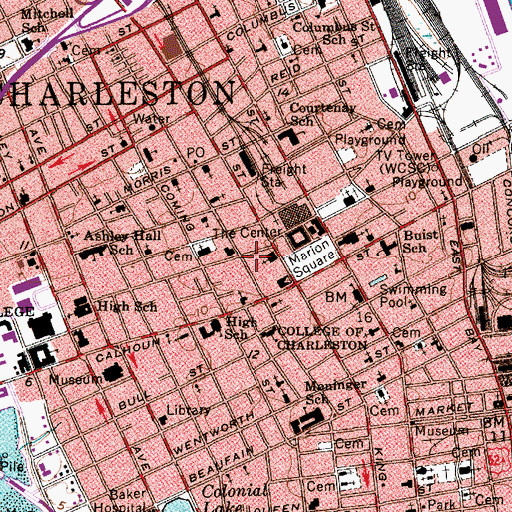 Topographic Map of College of Charleston McAlister Hall, SC