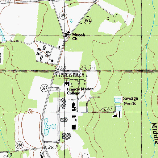 Topographic Map of Francis Marion University Wallace House, SC