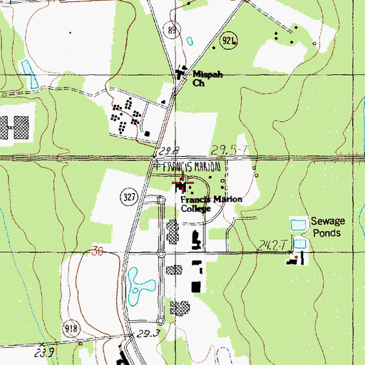Topographic Map of Francis Marion University Stokes Administration Building, SC
