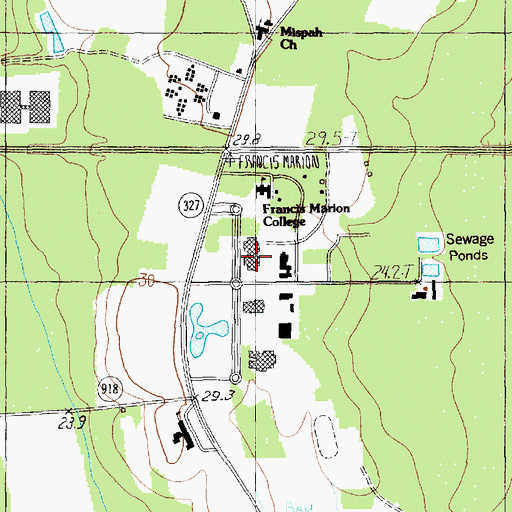 Topographic Map of Francis Marion University Founders Hall, SC