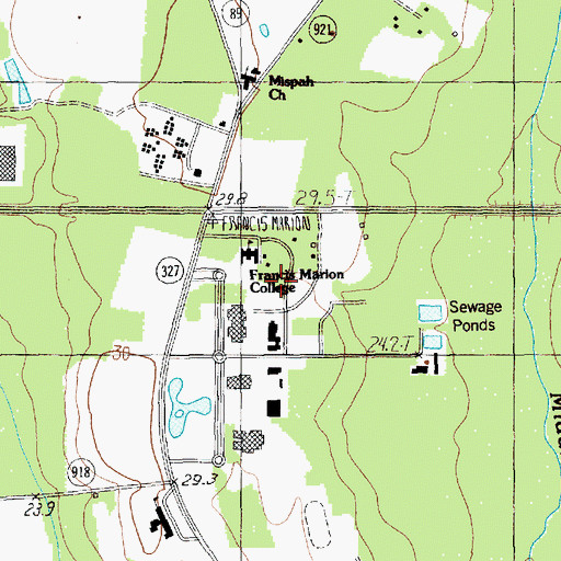 Topographic Map of Francis Marion University Cottage, SC