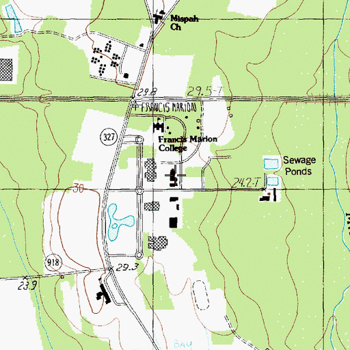 Topographic Map of Francis Marion University Hyman Fine Arts Center, SC