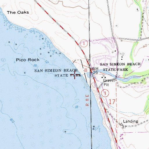 Topographic Map of San Simeon Creek, CA