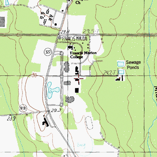 Topographic Map of Francis Marion University Campus Police and Facilities Management, SC