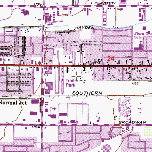 Topographic Map of Horseshoe Mobile Home Park, AZ