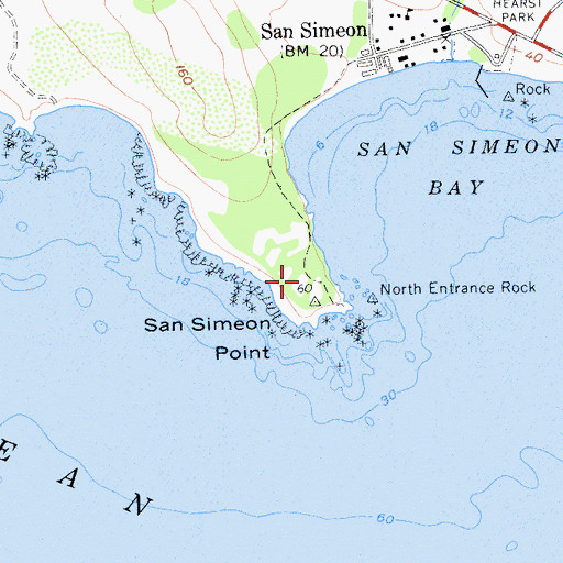 Topographic Map of San Simeon Point, CA