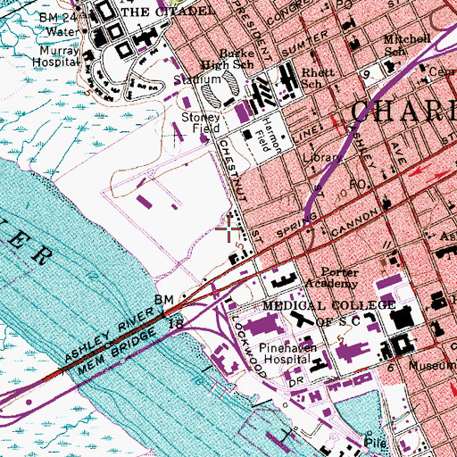 Topographic Map of Medical University of South Carolina Harborview Office Tower, SC