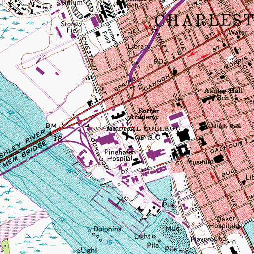 Topographic Map of Medical University of South Carolina Harper Student Center, SC