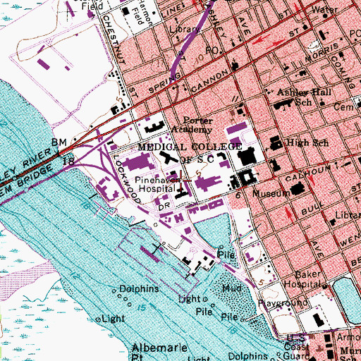 Topographic Map of Medical University of South Carolina McClennan Banks Building, SC