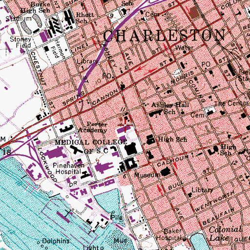 Topographic Map of Medical University of South Carolina Science Building and College of Dental Medicine, SC