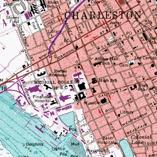 Topographic Map of Medical University of South Carolina Education Center and Library Building, SC