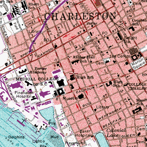 Topographic Map of Medical University of South Carolina Health Profession Complex B, SC