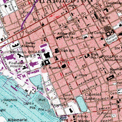 Topographic Map of Medical University of South Carolina Cannon Park Place, SC