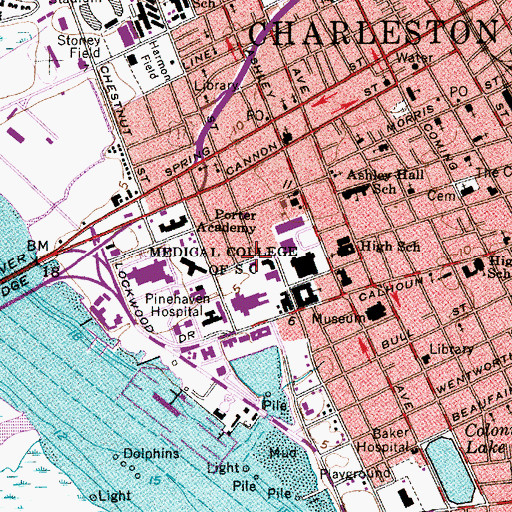 Topographic Map of Medical University of South Carolina Public Safety Building, SC