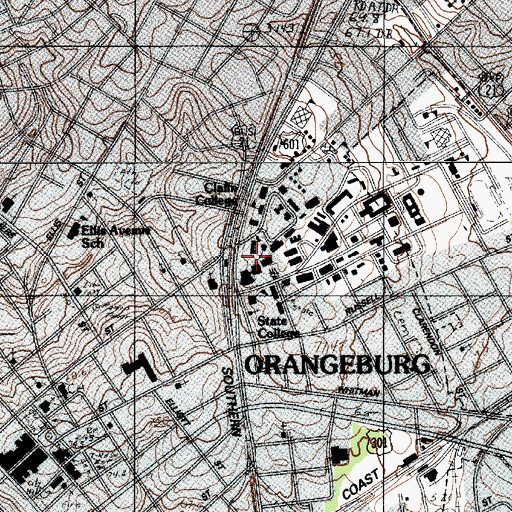 Topographic Map of Claflin University Kleist Hall, SC