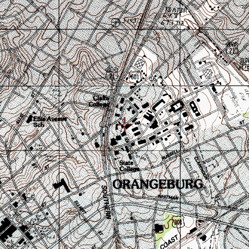Topographic Map of Claflin University Ministers Hall, SC