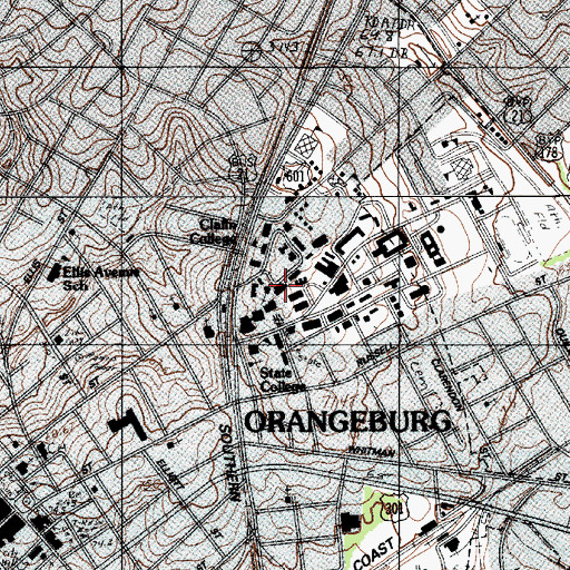 Topographic Map of Claflin University Corson Hall, SC