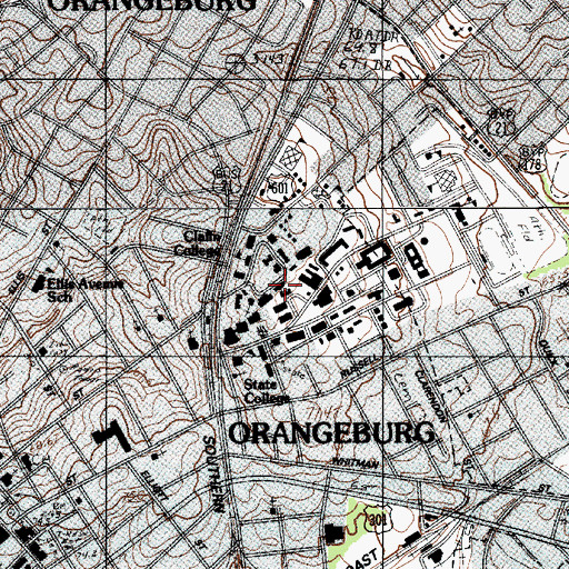 Topographic Map of Claflin University Dunton Hall, SC
