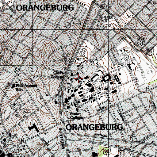 Topographic Map of Claflin University Bowen Hall, SC