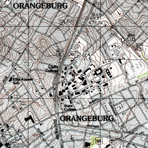 Topographic Map of Claflin University Calhoun Downs Laymen Hall, SC