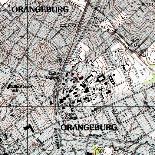 Topographic Map of Claflin University Asbury Hall, SC
