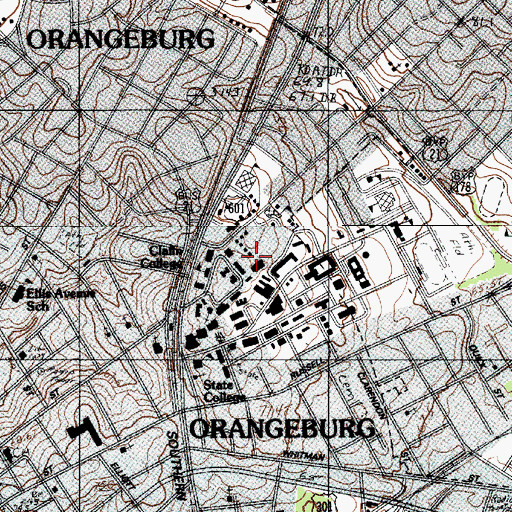 Topographic Map of Claflin University University Dining Hall, SC