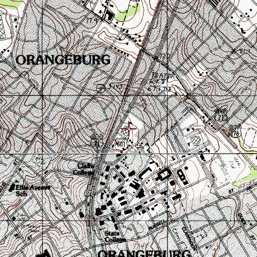 Topographic Map of Claflin University Jonas T Kennedy Health and Physical Education Center, SC