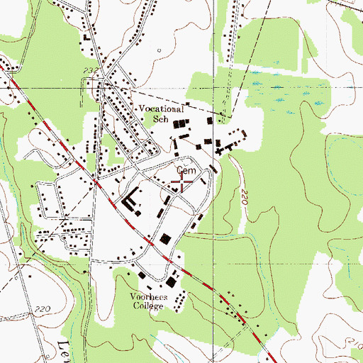 Topographic Map of Voorhees College Dining Hall and Conference Center, SC