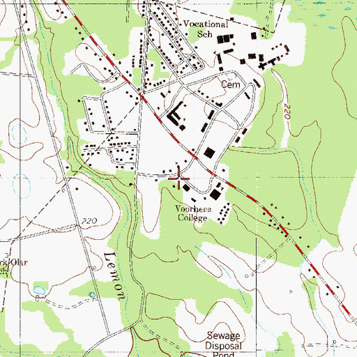 Topographic Map of Voorhees College Saint James Building, SC