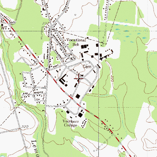 Topographic Map of Voorhees College Battle Hall, SC