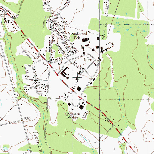 Topographic Map of Voorhees College Guerry Finlay Hall, SC