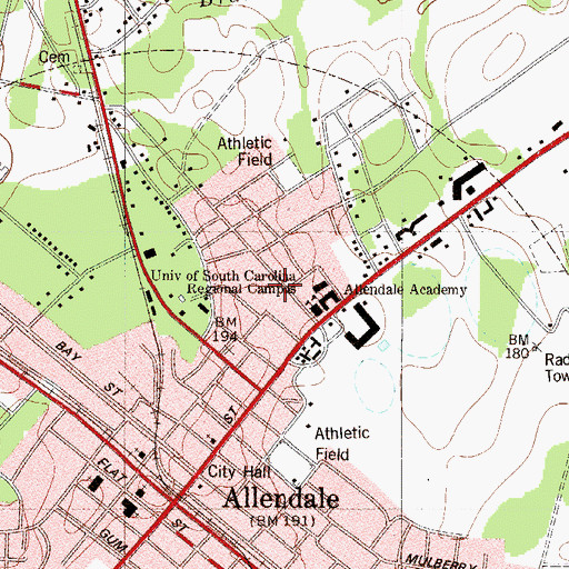 Topographic Map of University of South Carolina Salkehatchie West Art House, SC