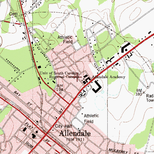 Topographic Map of University of South Carolina Salkehatchie West Faculty House, SC