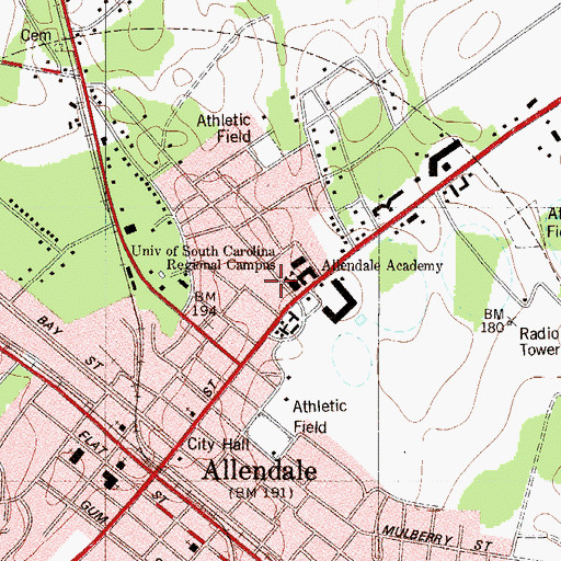 Topographic Map of University of South Carolina Salkehatchie West Office Building, SC